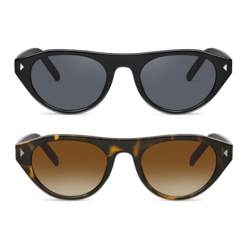 2-Pack YDAOWKN Men's or Women's Retro Small Oval Sunglasses (Various) - image 6