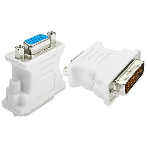 SAIBANGZI 2 Pack Dvi To Vga Adapter 1080p Dvi-I 24+5 Male To Vga Female Cable Converter With Nickel Plated Cord Compatible With Gaming Monitor Laptop And Projector White Cover