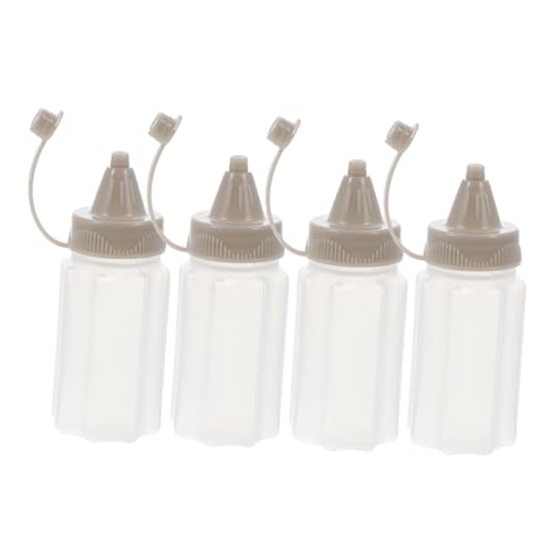 COLLBATH 4pcs Squeeze Sauce Bottles Condiment Containers for Ketchup Salad Dressing Oil Leak Squeezable Dispenser for Picnics Outdoor Use