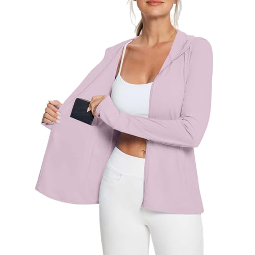 Sudadera con capucha rosa XS de protección solar con cremallera completa para mujer 3