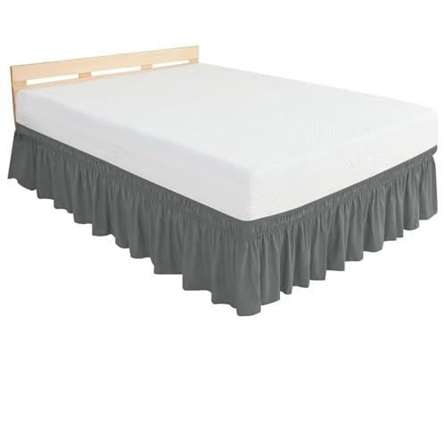 Cache-Sommiers Élastique à Volants - Jupe de Lit Enveloppante 38/45cm - Facile à Mettre - Tailles : 90x190/140x190/160x200/180x200 - Robuste et...