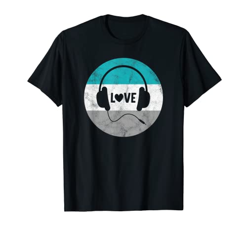 Kopfhörer Love Music Retro Geschenk für Männer, Frauen, Jungen und Mädchen T-Shirt