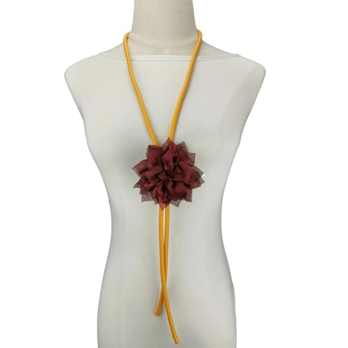 Fleur rouge pendentif collier orange avec détails contrastés