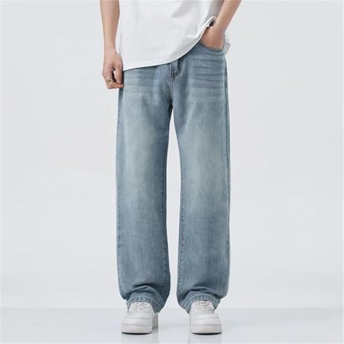Men's Elastic Denim Jeans, 2025, Soft Loose Wide Pants, Casual Streetwear, Elastic Waist2