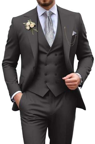 Men's Suits for Men Slim Fit Double Breasted Suit Men Blazer Mens Suit 3 Piece for Groom Wedding Business Prom Suits Set