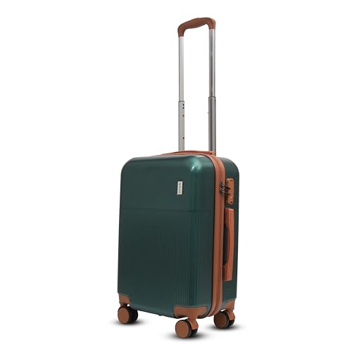 Image of Mode Maestro | Hard-Sided Polycarbonate Trolley Suitcase | 360 8-Wheel Easy Drag| Brown Color Accessories| Light-Weight | TSA Lock |3-Yr Warranty | Cabin Luggage Bag 20in (55cm (M), Olive Green)