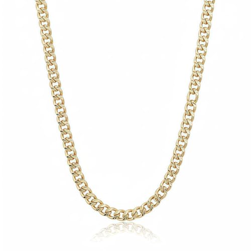 Generico Collana Uomo Donna Catena Cubana 5MM in Rame Placcata Oro 14K, 50CM, Elegante e Moderna,Unisex Regalo Perfetto