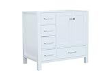 ARIEL Cambridge A037S-R-BC-WHT 36' Inch Single Right Offset Hard Plywood White Bathroom Vanity Base...