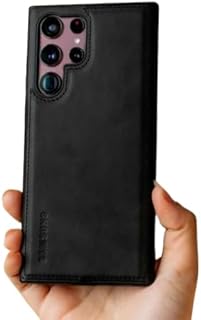 جراب حماية جلد بإطار سيليكون بتصميم مقاوم للصدمات ومقاوم للخدش مع حماية قصوى للكاميرا بحواف مرتفعة وتصميم أنيق وعصري يناسب سامسونج جالاكسي S24 الترا من نكست ستور (أسود)