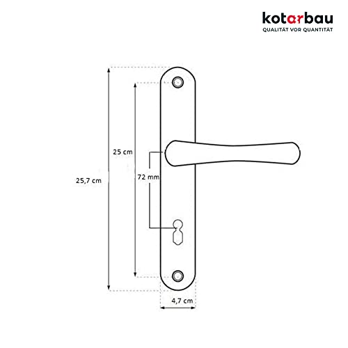 KOTARBAU Türdrücker 72 mm BB Türgriff Patin Türbeschlag Türklinke Drückergarnitur Langschild Türdrückergarnitur Innentür Außentür Handgriff Torbeschlag