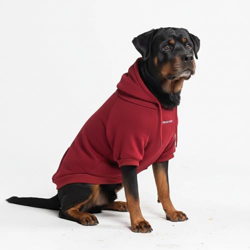 Image of Spark Paws Dog Hoodie - Premium Dog Sweater for Small, Medium, and Large Dogs | Warm Outfits for French Bulldogs, Pitbull, Puppy, Winter Jacket Alternative - Burgundy - 5XL