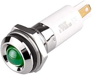 M12R-10G, LED Indicator, 12mm Panel Hole, Round Head Type, Green, 110V AC