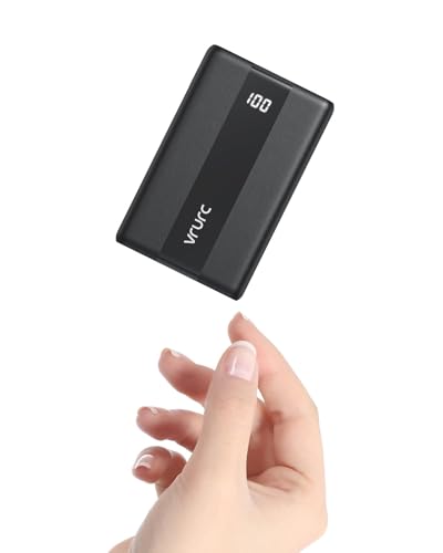 VRURC Power Bank 10000mAh, Mini Powerbank 22.5W Ricarica Rapida, USB C leggero e sottile slim Caricatore Portatile picclo, PD3.0 QC4.0 con 3 uscite e 4 ingressi