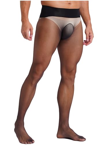 Linjinx Men's Stockings Pantyhose Long Pants Nylon Sheer Leggings Compression Ice Silk Tights3