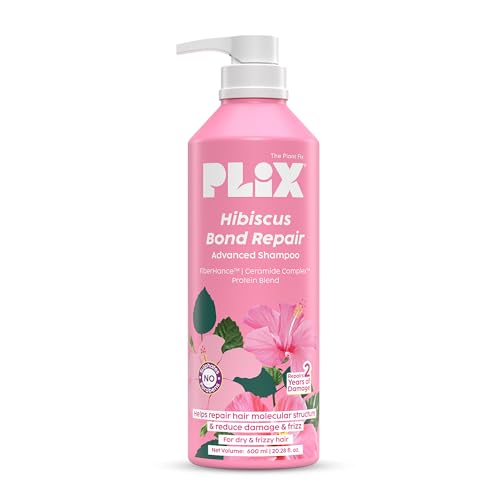 PLIX – THE PLANT FIX Hibiscus Bond Repair Advanced Shampoo for Damaged, Frizzy Hair | Repair Hair Molecular Structure | 3X Strength for Breakage Prevention | FiberHance™ & Hibiscus Extract | Men & Women | 600ml