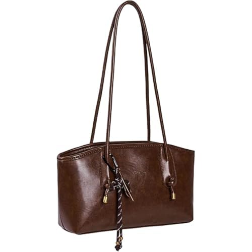 Bolso de mano vintage de gran capacidad Urban Chic - Bolso de hombro de PU de color sólido impermeable para mujer (Café)