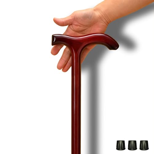 Natural Wood Walking Stick for Men & Women 36 Inch One-Piece Wooden Cane with Ergonomic Handle - Lightweight Fashion Accessory for Daily Use
