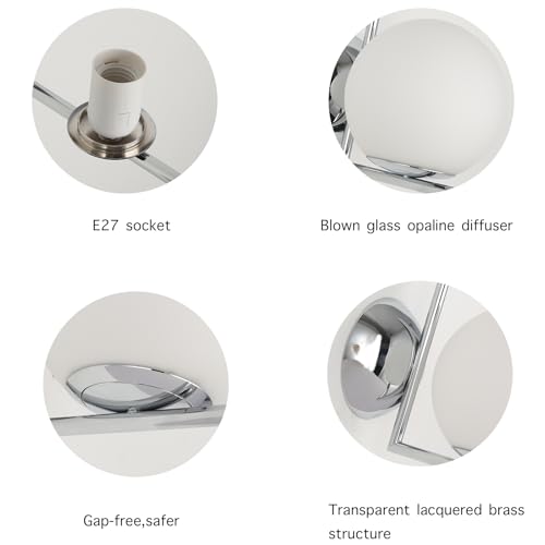 Aplique de pared moderno Alpinaluz de acero cromado con esfera de cristal E27 4