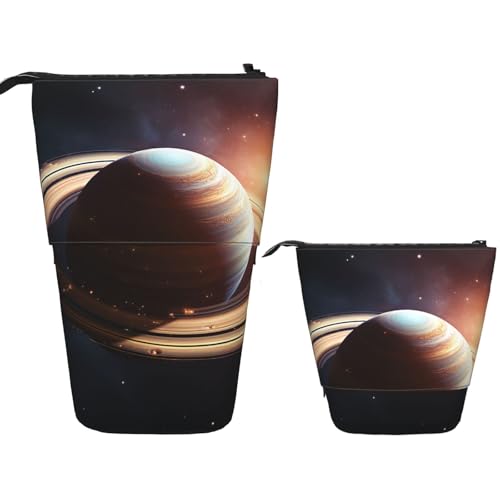 SDTYKHJ 立ち筆箱 ポップアップ ペンケース サターン リング 伸縮 鉛筆 ポーチ かわいい ペンホルダー 大容量 メイクバッグ 携帯メイクポーチ コスメバッグ 旅行 洗面用品バッグ