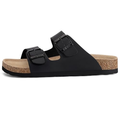 Image of KIDMI Unisex Summer Sandals Arch Support Cork Footbed Slide Sandals with Double Adjustable Buckle for Women Men