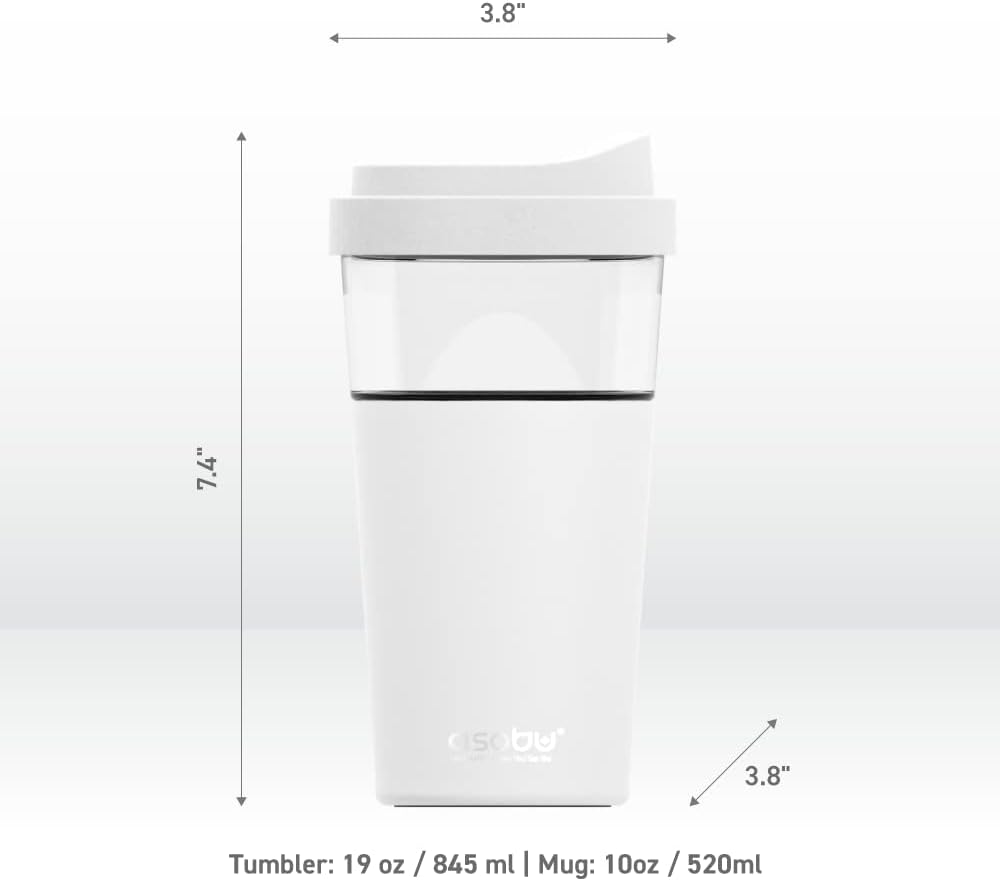 asobu Clear Insulation Vista Tritan Tumbler for Iced Coffee and Ice Tea with Removable Insulated Stainless Steel Sleeve, Familer Feel Open Spout, 20 Ounces (White) - Image 6