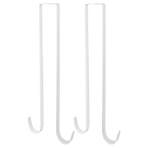 Nxtop Over The Door Metal Double Sided Wreath Hanger - 2 Sided Wreath Hanger for Clothing, Towels, Wreaths, Bags Organization, Parties or Holiday Decoration - Premium Sturdy Metal 15" L (2Pcs, White) Cover