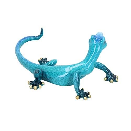 Sculpture murale lézard gecko bleu moucheté en résine décorative