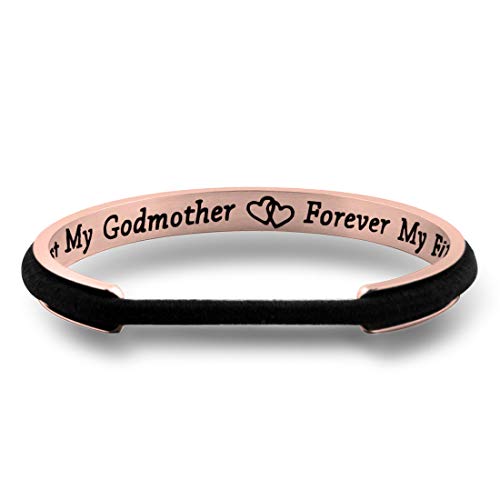 Zuo Bao Godmother Bangle Bracelet First My Godmather Forever My Friend Hair Tie Bangle Bracelet for Women (Rose Gold)