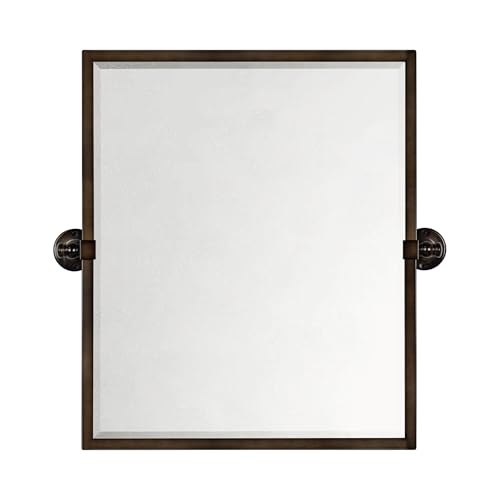 Image of TEHOME Pivot Mirror Oil Rubbed Bronze Tilt Rectangle Bathroom Mirror Tilting Metal Framed Beveled Vanity Mirrors, Overall 23.9 x 24 inches (Mirrror 20 x 24 inches)