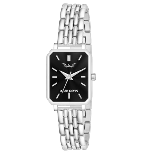 Image of LOUIS DEVIN Silver /Brown /Rose Gold Bracelet Metal Chain Analog Wrist Watch for Women (Blue /Green /Pink /Black /Silver /Brown /Rose Gold Dial) | LD-LS193-CH