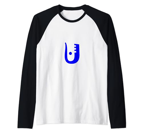 Letra U azul Camiseta Manga Raglan
