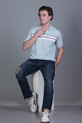 Image of SANE ORIGINALS T-Shirt for Men with Pocket || Textured Striped Polo for Men