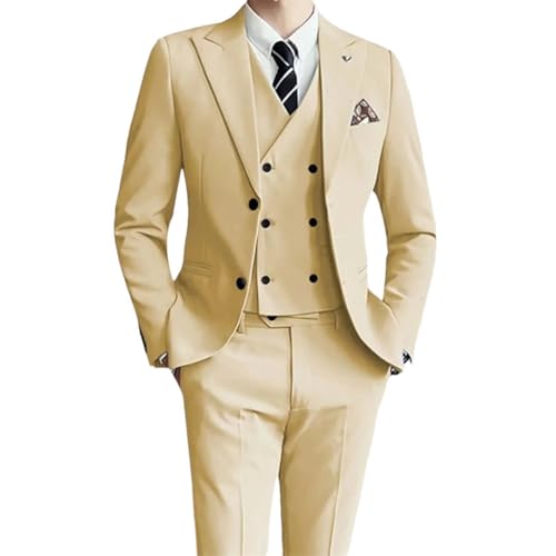 Men's Regular Slim Fit 3-Piece Blazer Vest and Pants Prom Tuxedos Blazer Vest Pants Suits