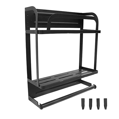 Segrehy Estante magnético para Especias, instalación de adsorción de Doble Capa, diseño Desmontable, Estante clásico de Hierro Negro para refrigerador