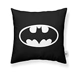 BELUM | Housse de Coussin Batman | Housse de Coussin Tissu Half Panama 100% Coton Bio | Housse de Coussin Fermeture à glissière Invisible | Taille 45 x 45 cm