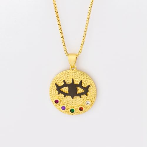 Collier pendentif rond anti-virement couleur or LAMGUL ajustable sans pierre précieuse