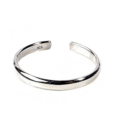 FANTOM Sterling Silver Toe Ring Plain 925 Solid Band, One Size Fits All Flexible