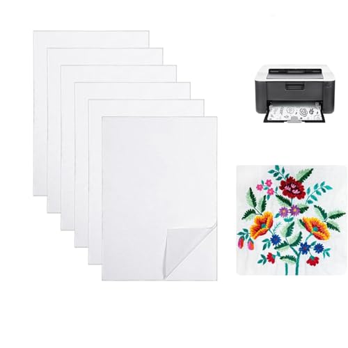 Yeenano Water Soluble Embroidery Paper 6 Sheets A4 Self-Adhesive Dissolvable Fabric for Hand & Machine Embroidery