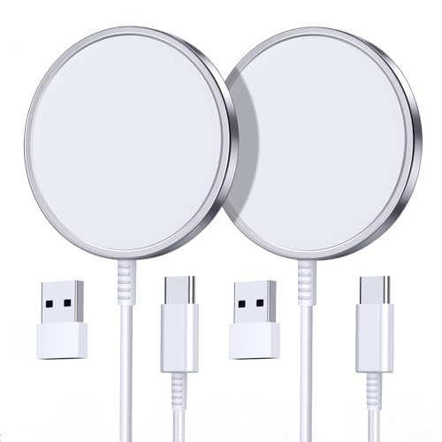 Mag-Safe Ladegerät, kabelloses Ladegerät für iPhone, 15 W schnelle magnetische A pple-Ladestation für iPhone 17/16/15/14/13/12-Serie und AirPods 3/2/Pro 2, 2er-Pack Mag-Safe-Originalersatz