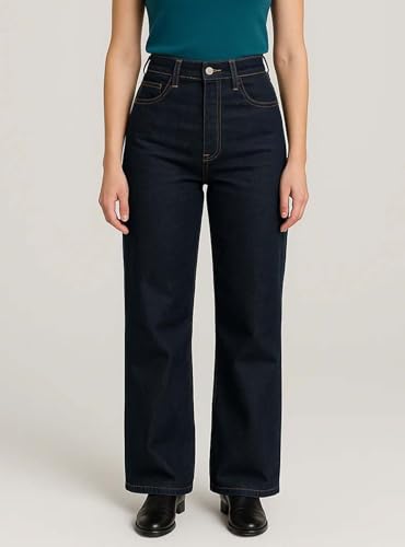 Image of KOTTY Women's Solid|Fit and Flared Fitting|Ankle Leg Style|High Rise|Stechable|Casual Jeans