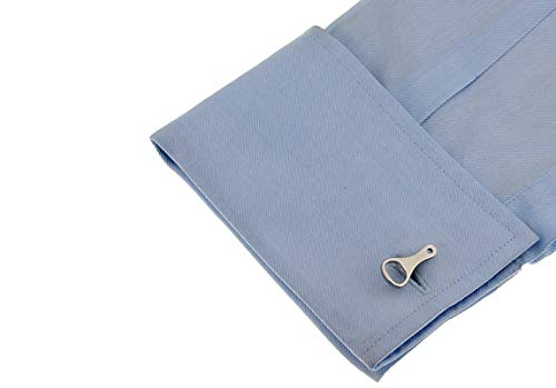 Mancuernillas para hombre forma abrebotellas plateadas miniatura 4