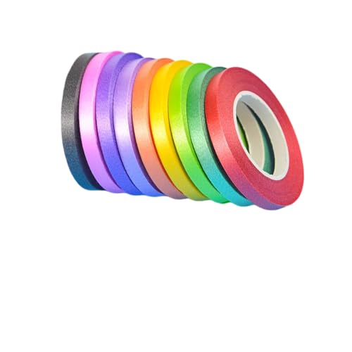 Image of 6 Rolls Curling Ribbon Set - 10m Each Roll, 0.5cm Wide | Assorted Fresh Colors | Metallic Balloon String for Gift Wrapping, Crafts, Florist, Wedding & Party Decoration | Polypropylene Material