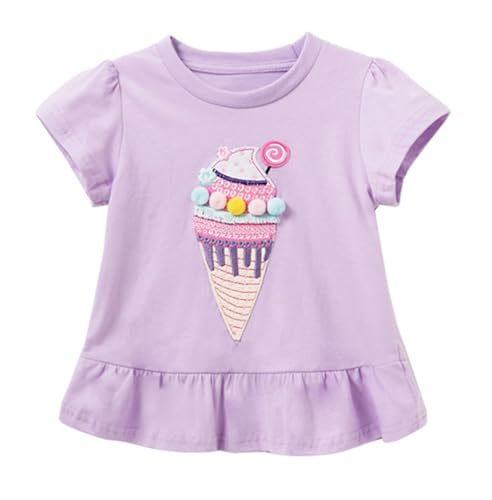 Toddler Girls T-Shirt Short Sleeve Shirt Unicorn Bunny Print Cute Summer Tops Tees Dinosaur Graphic