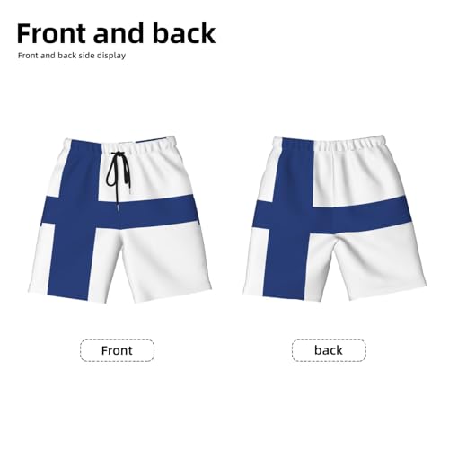 Finnish Flag Youth Beach Pants, Soft and Breathable, with Drawstring Waist, Suitable for Sports and Leisure.2