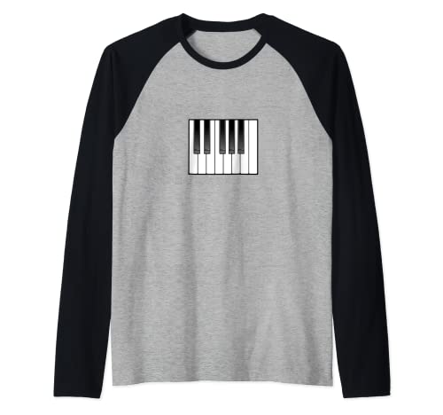 Piano Octave Teclado Ocho Teclas Camiseta Manga Raglan