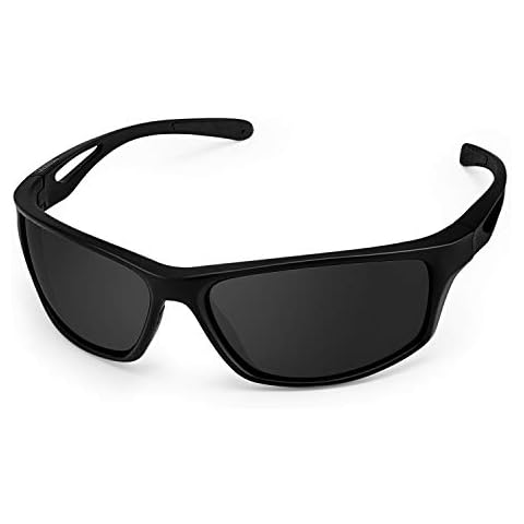 CHEREEKI Sports Sunglasses, Polarized Glasses Eyewear with UV400 Protection & TR90 Unbreakable Frame For Men Women Cycling Running Fishing Golf Driving Running (Black) Cover