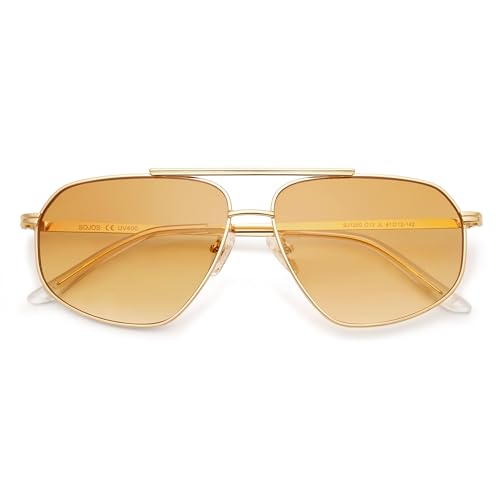 SOJOS Retro Hexagon Aviator Sunglasses for Women Men Trendy Vintage UV400 Protection Shades SJ1200