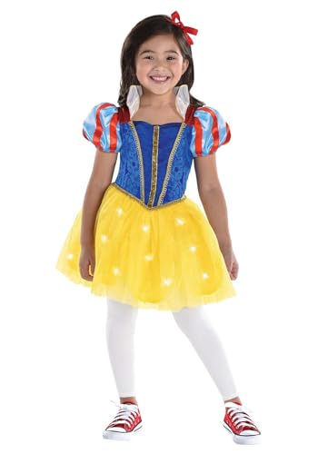 Disfraz de princesa Blancanieves para niñas pequeñas con luces