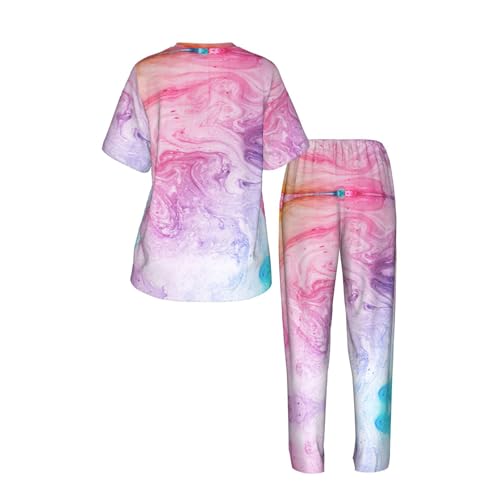 Pyjama confortable imprimé marbré coloré rose bleu violet