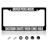 6x12.25 Inch License Plate Frame with 2 Holes and Screws Driver Picks Music Shotgun Shuts Their Cake Hole - Black Plate Frames Auto Car Accessoriesn - for US Standard Frame for Front and Rear